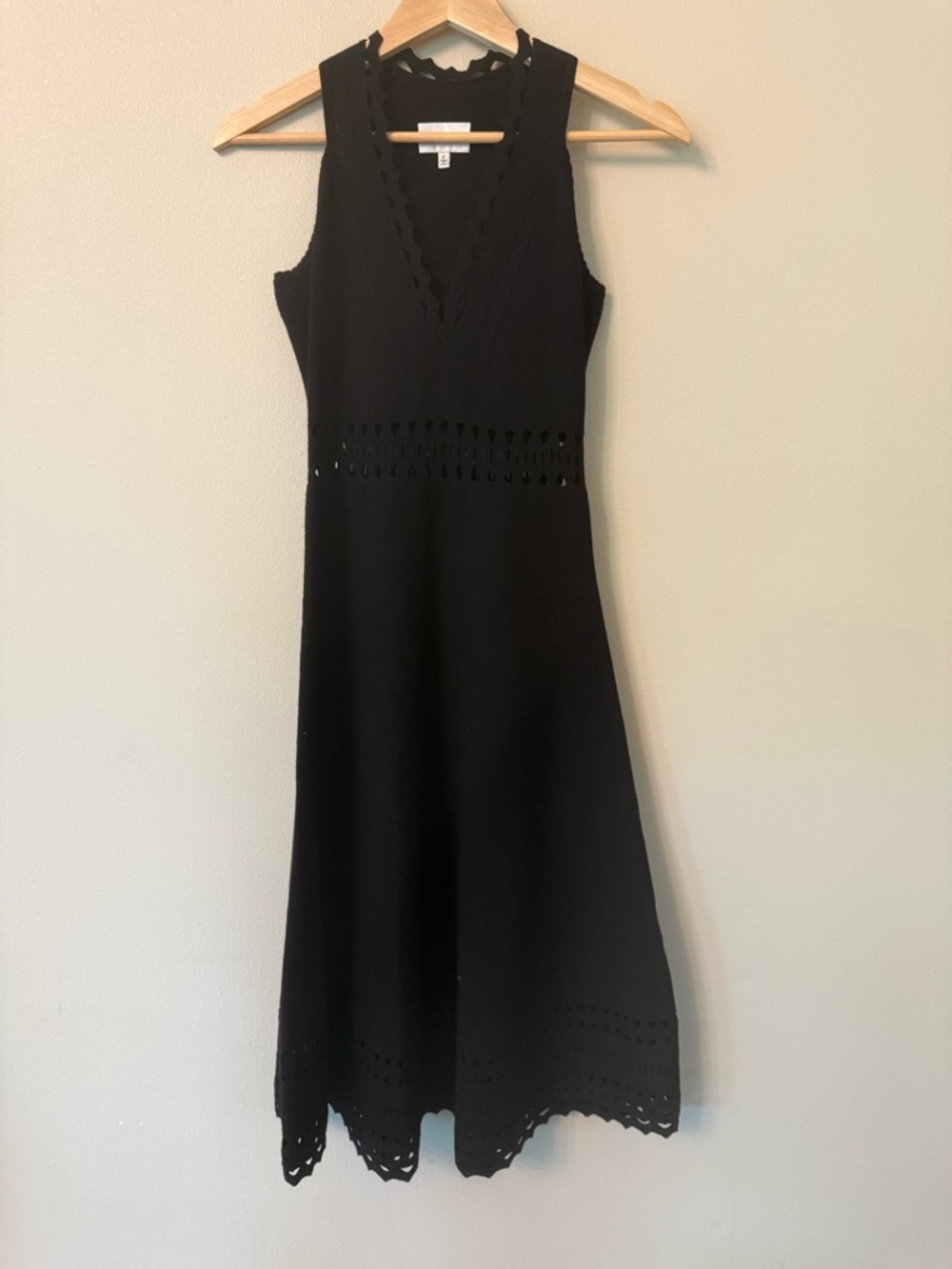 Milly Black Cutout Sleeveless Knit Dress XS Petite Fit & Flare - Picture 3 of 9